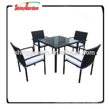 5pcs Aluminium Furniture Rattan Table and Chair dining Set, restaurant table and chair